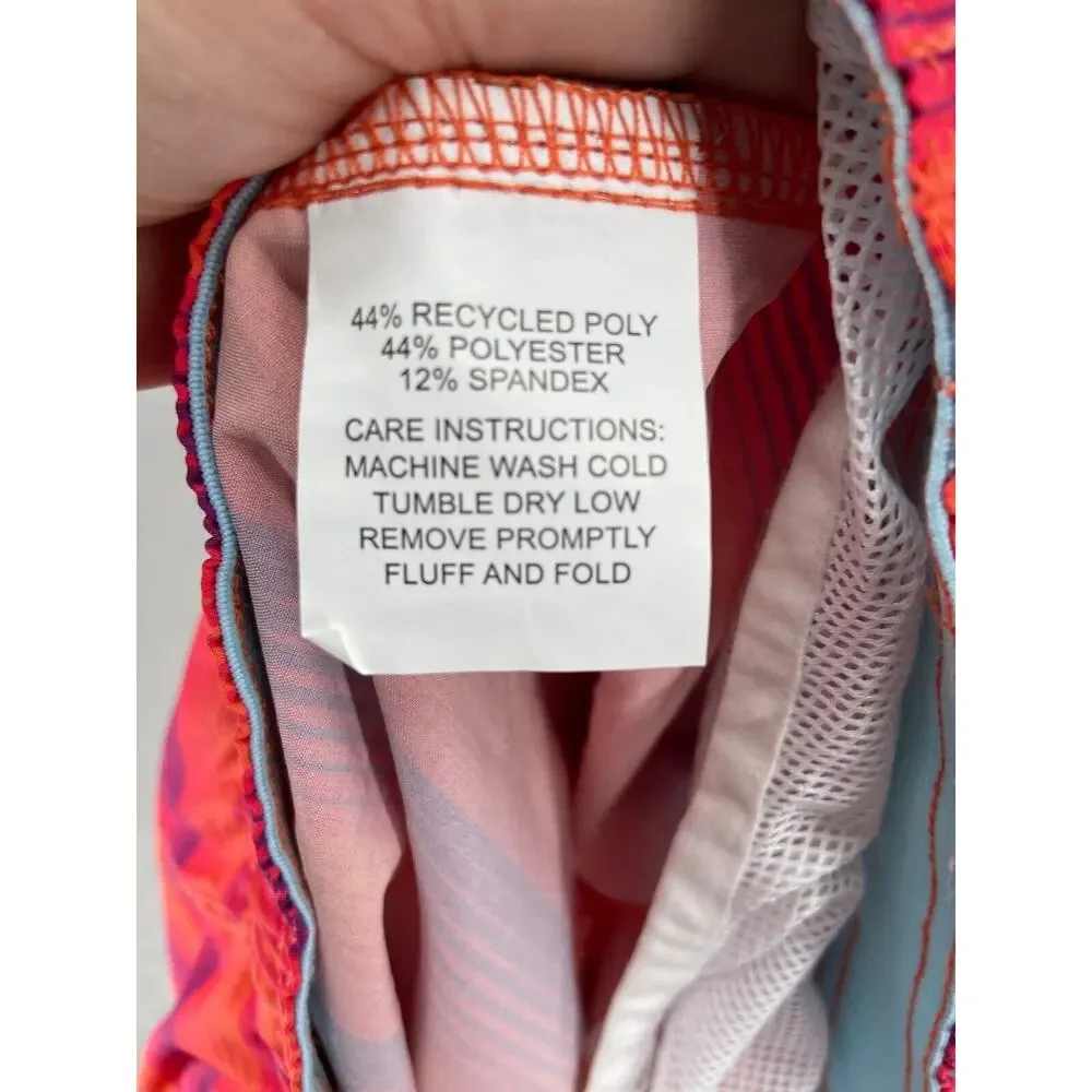 NWT Devereux‎ Board Shorts Mens Sz L Orange Stripe Athletic Stretch Water Swim